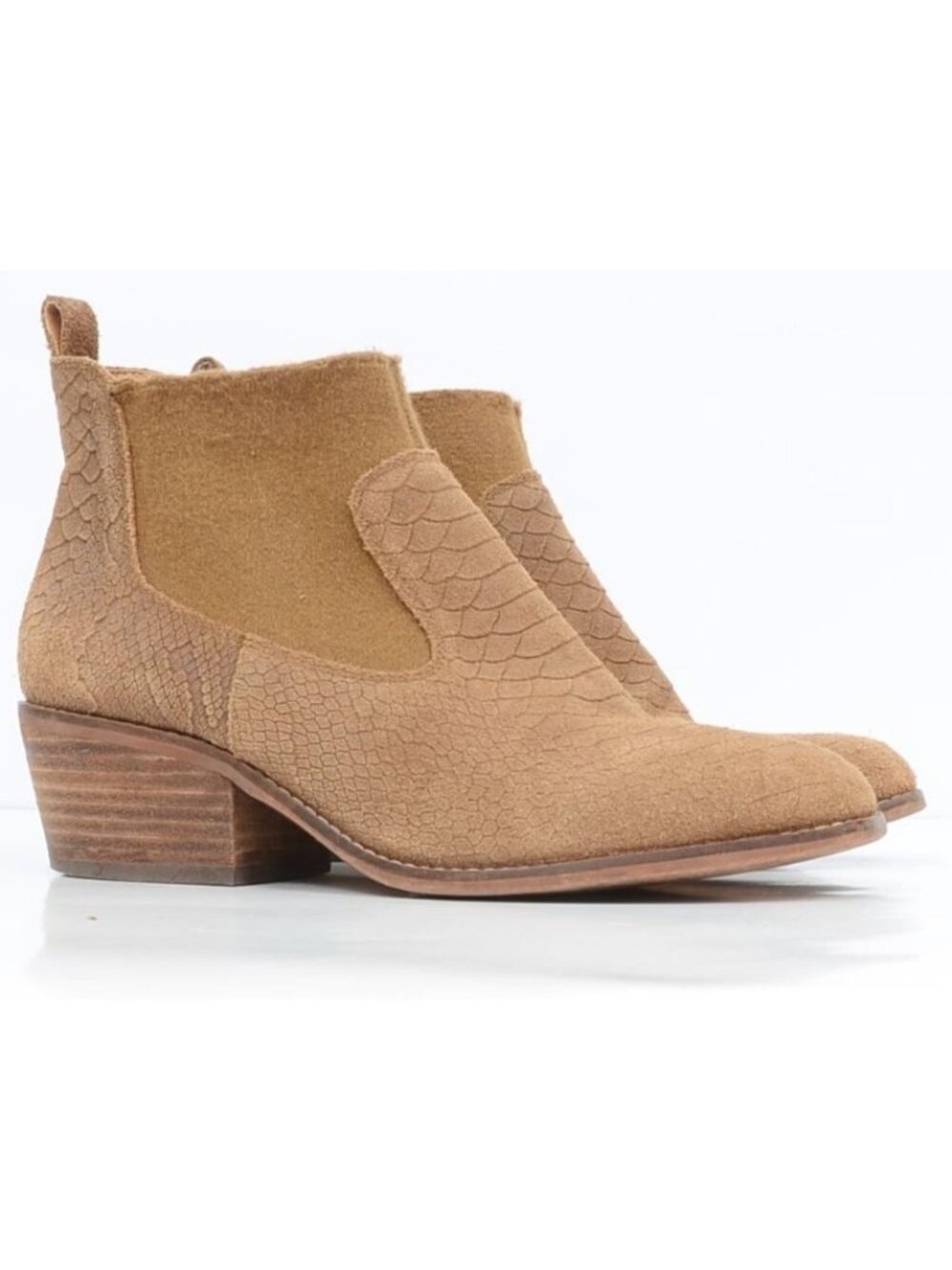 Crown Vintage Giancita Women’s 7.5 Leather/Wool Snake Print Ankle Boots Bootie